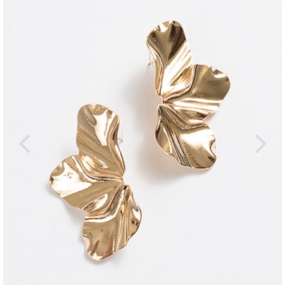 Gold flower earrings N375 - Picture 1 of 6
